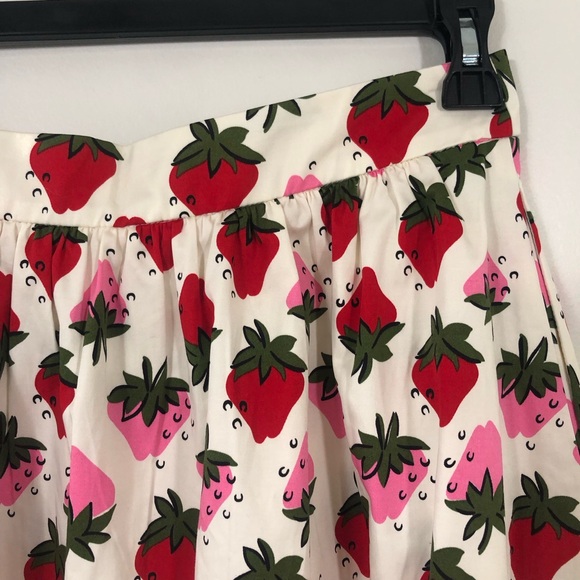 Boden Layla Sateen Cotton Ivory Strawberry Pop Midi Skirt. Women’s Size 6 - Picture 6 of 16